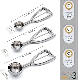 Bixel Ice Cream Scoops Set of 3 Large Medium Small 304 Stainless Steel view 2
