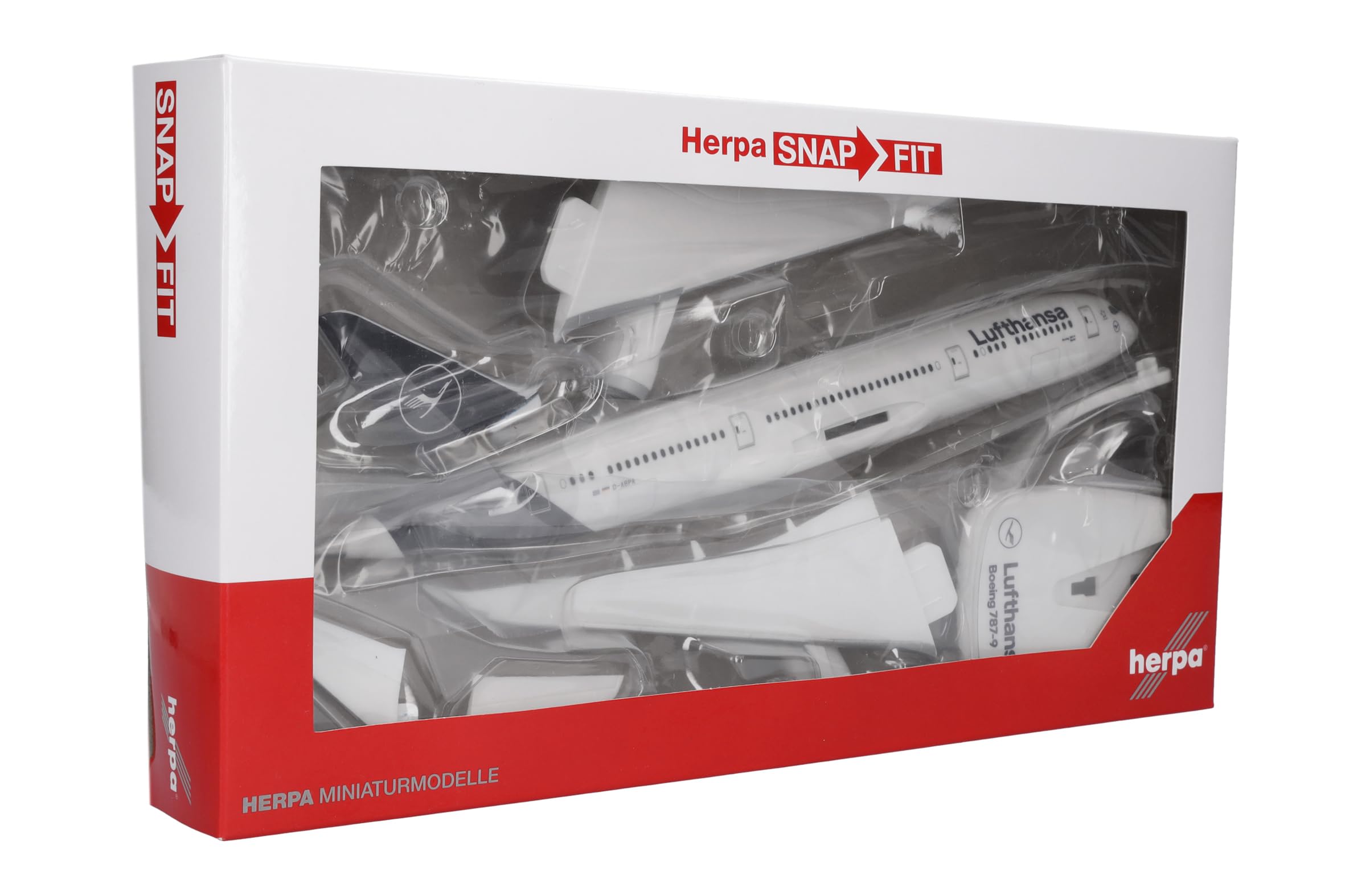Herpa Snap-Fit Modellflugzeug Lufthansa Boeing 787-9 Dreamliner – D-ABPA “Berlin” Miniatur im Maßstab 1:200, Sammlerstück, Modell mit Standfuß, Kunststoff 5