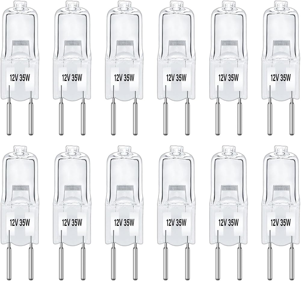 Caldarax 12 Pack GY6.35 Halogen Bulbs 12V 35W Dimmable 2700K 390LM