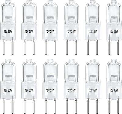 Caldarax 12 Pack GY6.35 Halogen Bulbs 12V 35W Dimmable 2700K 390LM
