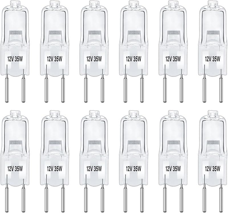 Caldarax 12 Pack GY6.35 Halogen Bulbs 12V 35W Dimmable 2700K 390LM