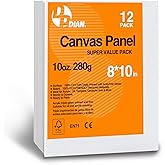 DPDIAN Canvas Boards for Painting 8x10 Inch, 12-Pack Bulk Canvas Value Pack - Art Supplies Blank Paint Canvas Panels for Acrylic, Oil, Watercolor, Tempera, Gouache