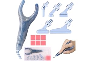 SNEWVIE Diamond Painting Pen Kits with Angled Metal Tips,Ergonomic Diamond Art Pen and 5Pcs Silver 45 Degree Stainless Steel Screw Thread Multi Placer,Diamond Drill Pens for DIY Diamond Art