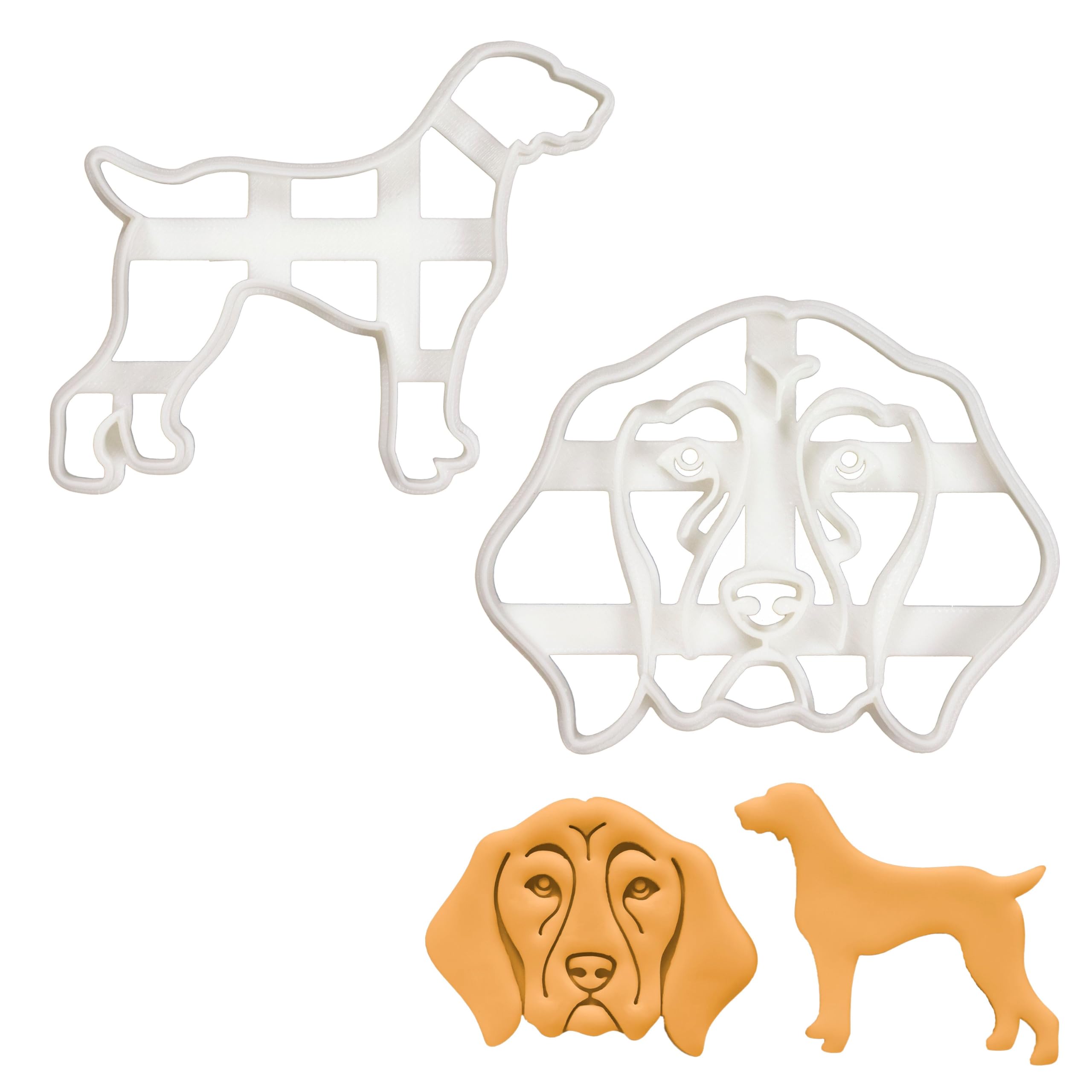BAKERLOGY Set of 2 German Shorthaired Pointer Cookie Cutters (Designs: Face & Silhouette) - Detailed Biscuit Cutter Design for Baking and Crafts, Ideal on Fondant, Dough, Clay