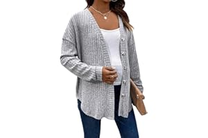 Women's Maternity Shirts Long Sleeve Button Cardigan Pregnancy Tee Workout Top Tunic Blouse