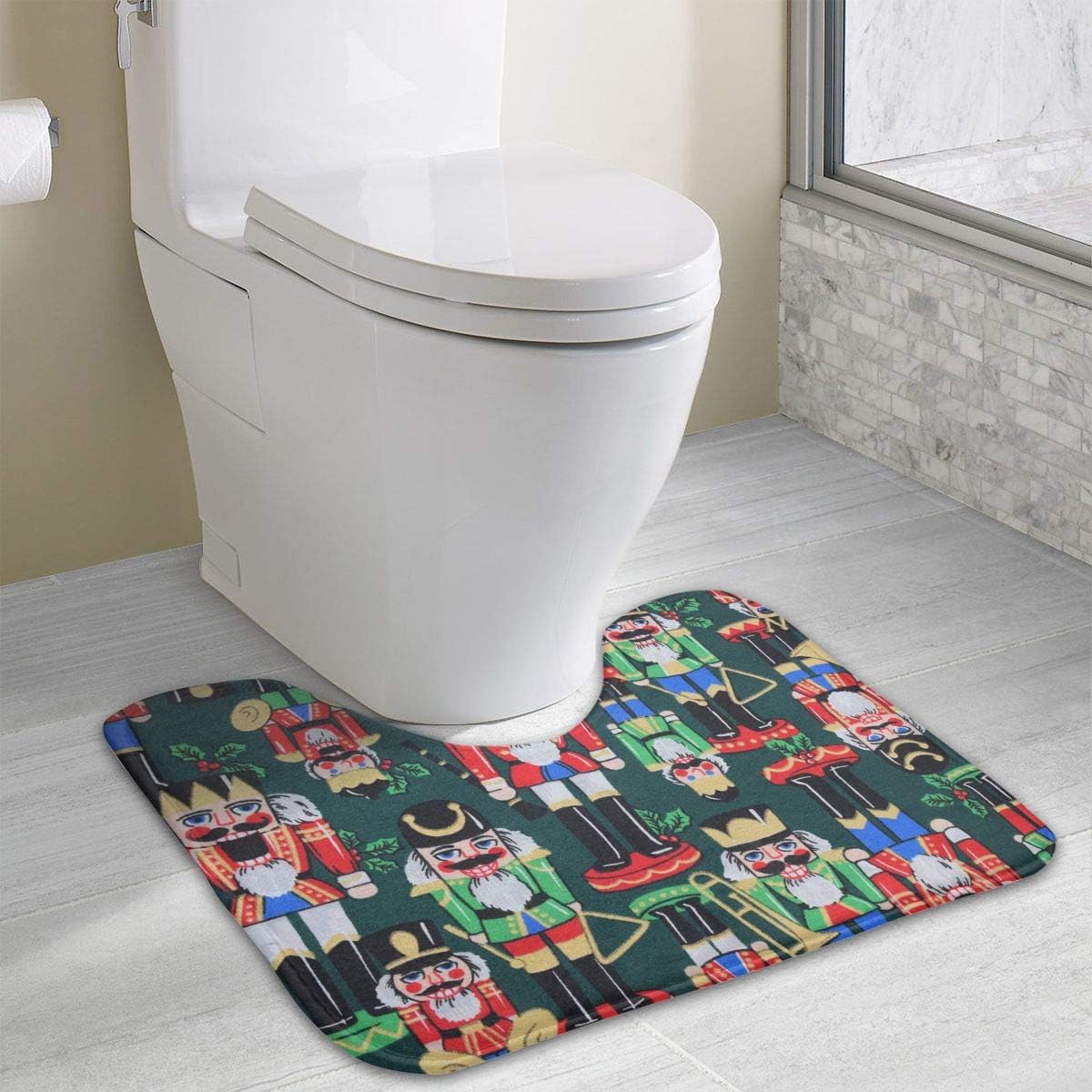 PLMOK Personalized Nutcracker Contoured Bathroom Rug, U-Shaped Bathroom Floor Rug Mat Bathroom Shower Rug (40" X 49")