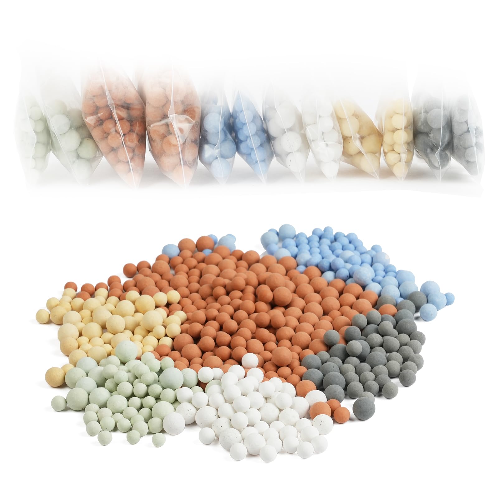 Vicloon 12 Packs Mineral Balls Negative Ion, Replacement Bio-Active Stone, pH Balance Tourmaline Balls Showerhead Filter Refill Kit,Remove Chlorine, Fluoride, Impurities and Hard Water