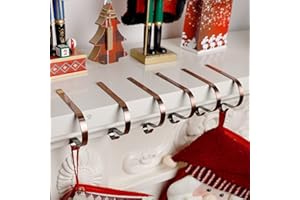 YOFIT Christmas Stocking Holders for Mantle Set of 6, Adjustable and Lightweight Stocking Hanger, Multi-Use Stocking Hooks for Fireplace Mantel Christmas Home Xmas Party Decor