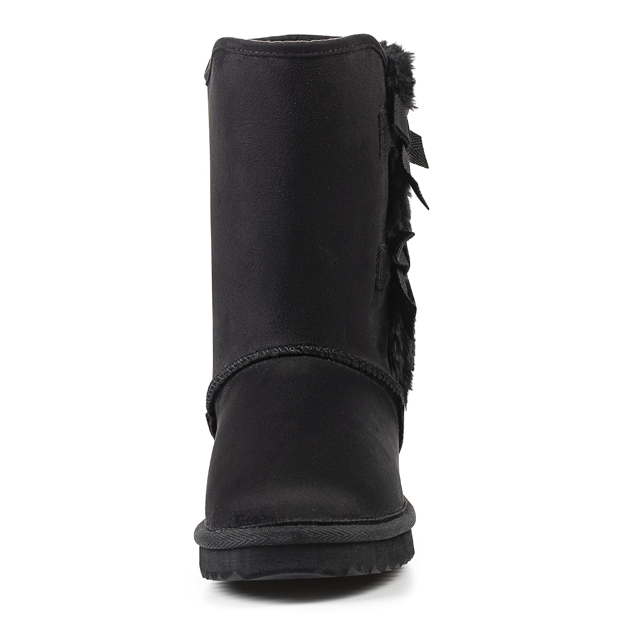 KRABOR Womens Suede Snow Boots Mid-Calf Winter Shoes with Side Bows