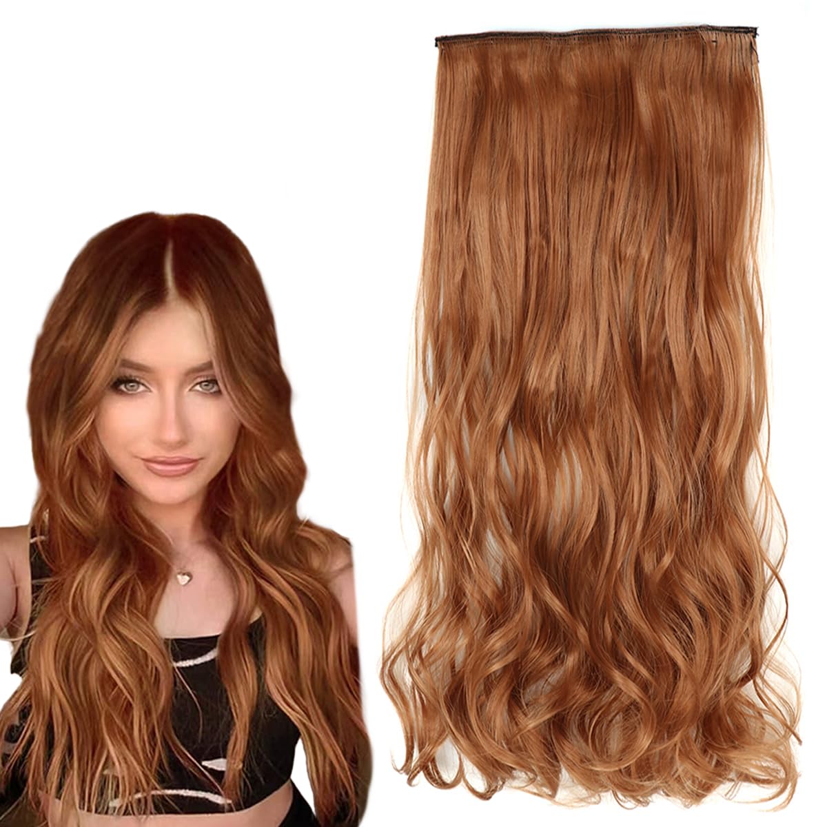 prinfantasy Hair Pieces for Women Seamless Hair Extension Long 22In Synthetic Fiber Line Metal buckle Adjustable Hair Extensions No Clip in Hairpiece Wavy Hair,MW233