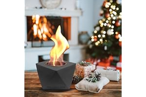 Mavalzy Table top fire Pit, Tabletop Rubbing Alcohol Fireplace Mini Smokeless Indoor Outdoor Fire Pit Portable Fire Concrete Bowl Pot Fireplace