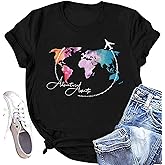 Airplane Shirt for Women Airplane Mode T Shirt Travel Graphic Tees Funny Letter Print Casual Crewneck Tops
