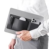 AMOZIFY Organizador de 3 bolsillos para laptop, soporte adhesivo para mouse para MacBook, soporte para disco duro para laptop y Bag Tech (negro)