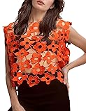Yimoon Women's Hollow Out Floral Lace Vest