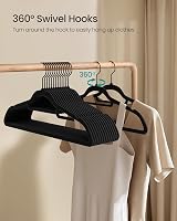 SONGMICS Velvet Hangers Set of 50 Non-Slip Slim Coat Hangers with Tie Bar view 6