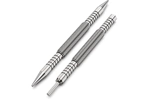 Glieskir Spring Loaded Nail Set Tools,2-PCS Dual Head Nail Setter and Hinge Pin Punch Set, Hammerless 1/16″& 3/32″Spring Nail Set, Super Strong Force Door Pin Removal Tool