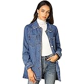 Allegra K Women's Casual Jean Jackets Long Sleeves Tie Waist Button Down Denim Jacket
