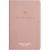 Personalized ESV Small Print Bible for Women, Name Engraved, Standard Size | Customize Your Blush Pink Faux Leather Bible with Built-In Ribbon Marker and Stay-Open Lay-Flat, Christian Occasion Gift