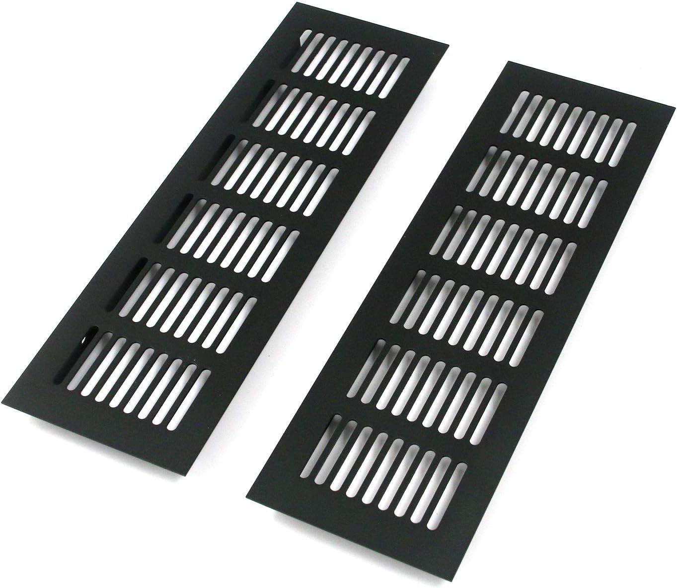 Registers, Grilles & Vents - Geesatis 2 Pcs Louvered Ventilation Grille Air Vent for Cabinet Shoe Cabinet Hardware Accessories Ventilation Cover, with Mounting Screws, Black, 9.8 x 3.1 inch / 250 x 80 mm