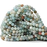 CHEAVIAN 60PCS 6mm Natural Mix Color Amazonite Gemstone Round Loose Beads Stone Beads for Jewelry Making DIY 1 Strand 15"