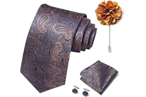 joy alice Ties Set Men Mixed Color Necktie Handkerchief Cufflinks Brooch 3.15 Formal