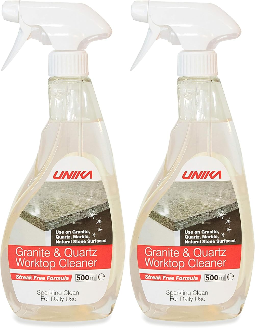 Unika Granite and Quartz Worktop Cleaner Spray 500ml Pack of 2
