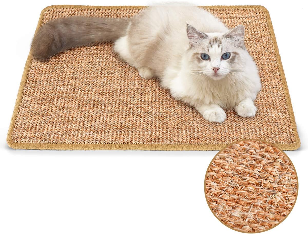 FUKUMARU Cat Scratcher Mat, 23.6 X 15.7 Inch Natural Sisal Cat Scratch Mats, Horizontal Cat Floor Scratching Pad Rug, Protect Carpets and Sofas : Pet Supplies