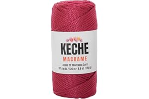 KECHE Macrame Cord | Macrame Supplies 3mm Polyester Macrame Rope Yarn for Table Runner Wall Décor Plant Hanging 131 Yards - Claret Red