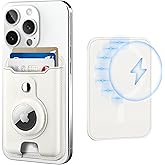 TopMade for Magsafe Wallet with AirTag Holder, Magnetic Card Holder for iPhone 17, iPhone 16/15/14/13/12 Series, Leather Magnetic Wallet with Powerful Magnet, RFID Blocking, Fit 4 Cards, Milky White