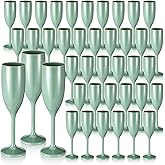 LemonRoad 30 Pcs Sage Green Champagne Flutes Bulk Sage Green Acrylic Toasting Drinking Flute Goblet 6 oz Plastic Wine Glasses for Birthday Bachelorette Anniversary Wedding Bridal Shower Party