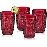 Fitz & Floyd Fitz and Floyd Trestle Highball Tumbler Cups, Set of 4, Red