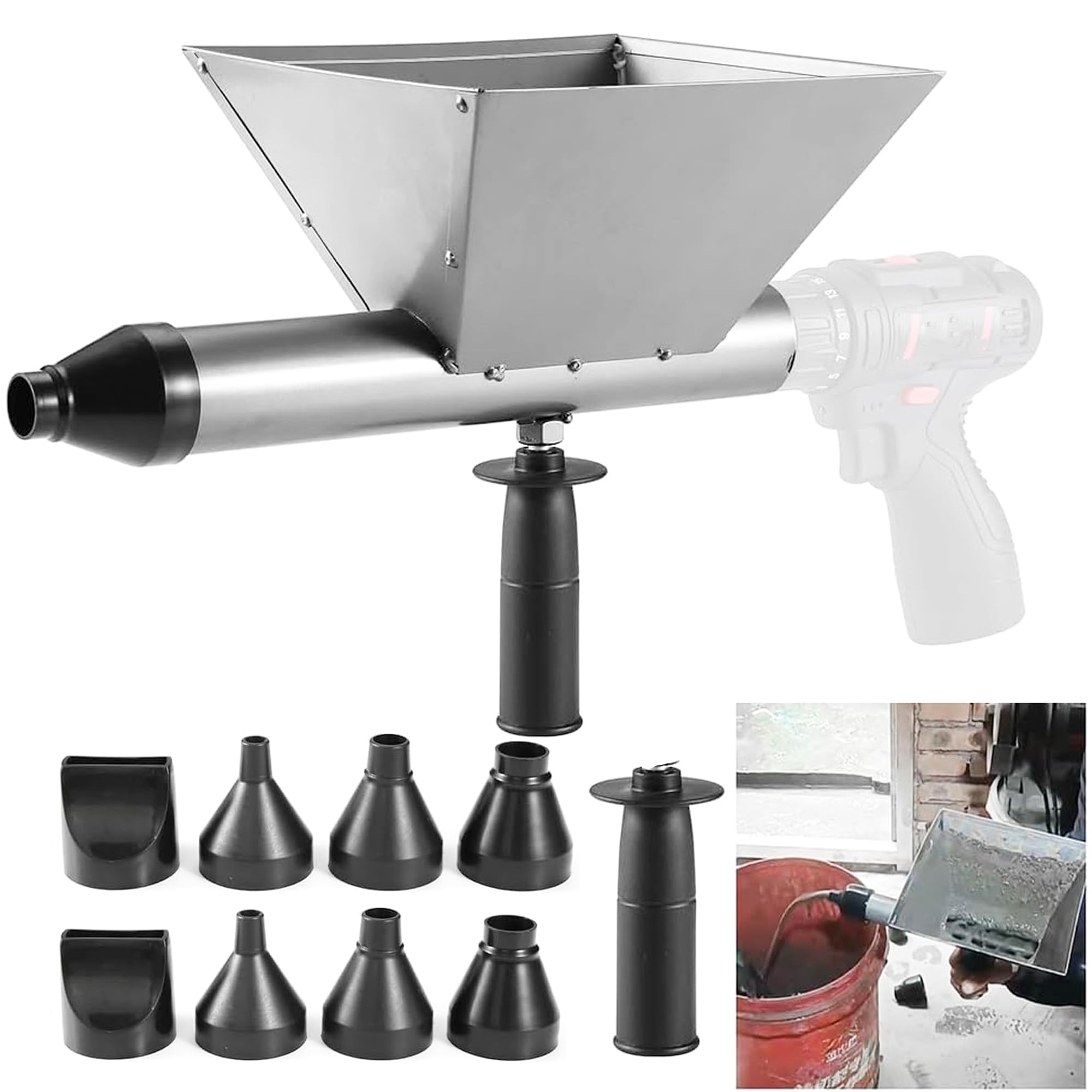Electric Mortar Grout Gun, Plastic Cement Caulking Gun with 8 Nozzles