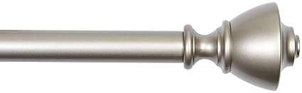 AmazonBasics 1 inch Adjustable-Length Curtain Rod with Urn Finials and Brackets, 36 inch to 72 inch, Nickel