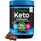 Orgain Keto Collagen Protein Powder, Chocolate - 10g Grass Fed Hydrolyzed Collagen Peptides for Women & Men, Type I & III, 5g MCT Oil - Hair, Skin, Nail, & Joint Support, Non-GMO, Gluten Free - 0.88lb