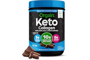 Orgain Keto Collagen Protein Powder, Chocolate - 10g Grass Fed Hydrolyzed Collagen Peptides for Women & Men, Type I & III, 5g MCT Oil - Hair, Skin, Nail, & Joint Support, Non-GMO, Gluten Free - 0.88lb
