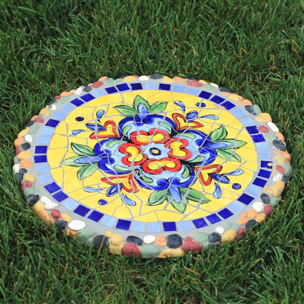 zenggp Garden Stepping Stone Mosaic Flower Plant Stand Table Floral Stool Garden Bistro Patio Coffee Decor,Blue