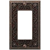 Amerelle 65RDB Filigree Wallplate, 1 Rocker, Cast Metal, Aged Bronze, 1-Pack