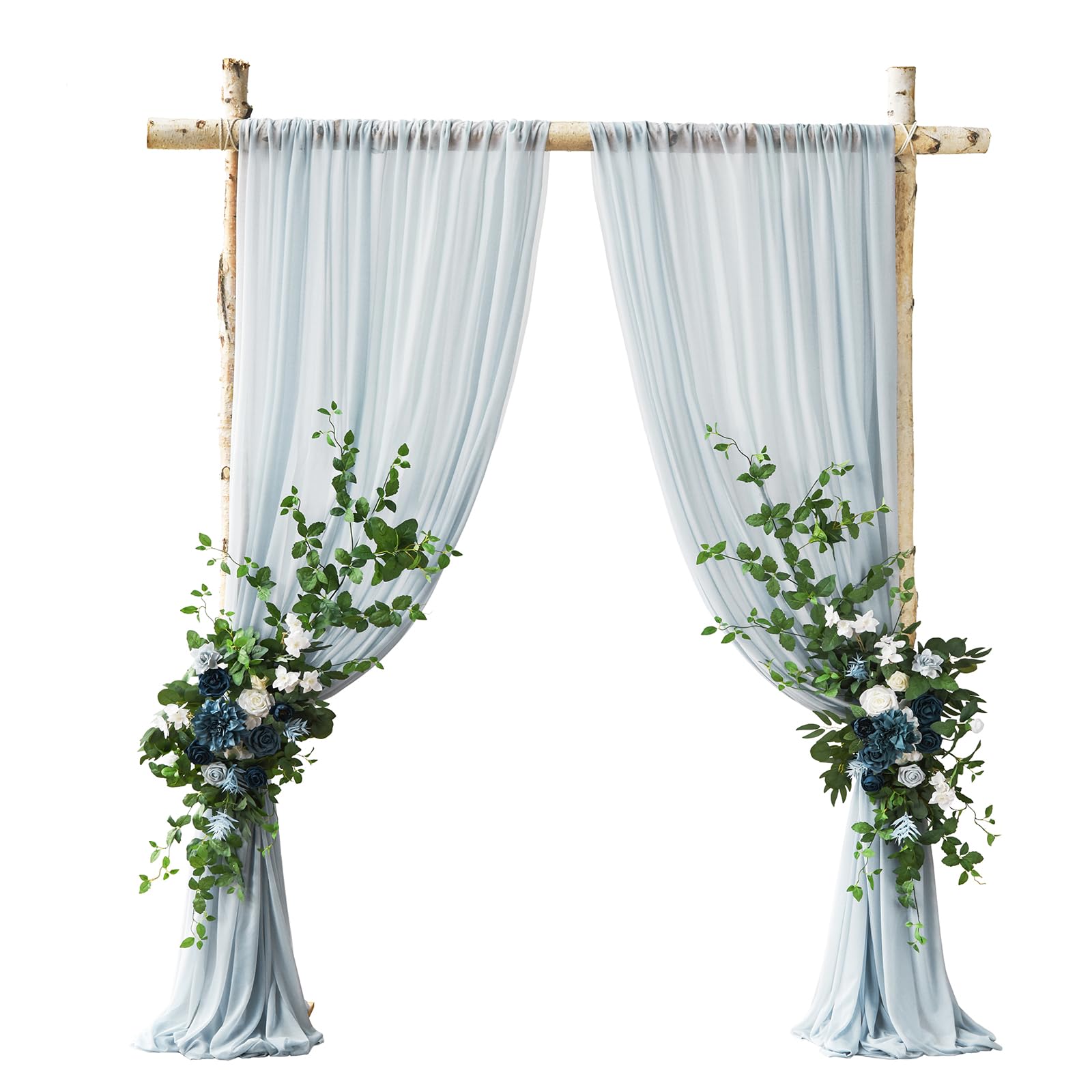 Photo 1 of Ling's moment Wedding Arch Flowers for Wedding Ceremony Arrangement Decor, 2 Pcs Fake Flowers Swag Floral Garland Decoration, 2pcs Drapes Kit, Backdrop Stand for Party Wedding Gifts|Dusty Blue & Navy