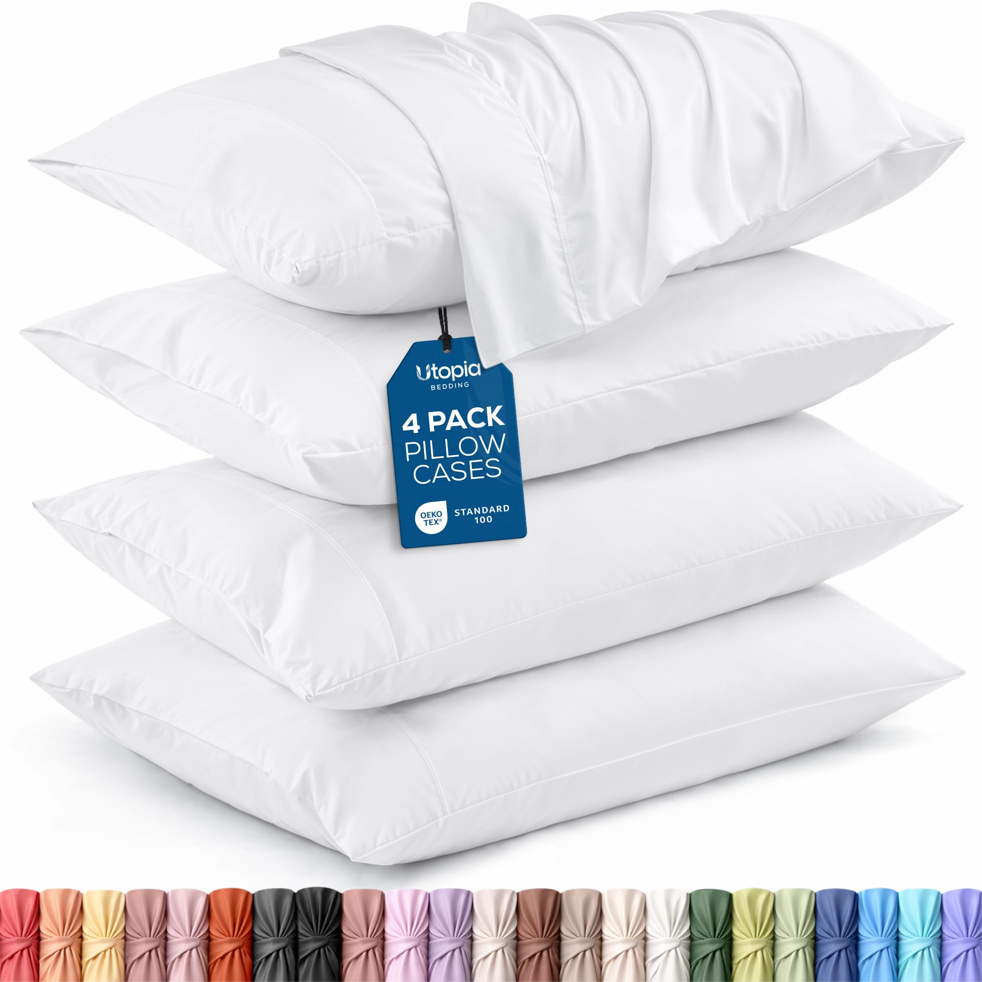 Utopia Bedding King Pillow Cases - Pack of 4 - Envelope Closure - Soft Brushed Microfiber Fabric - Shrinkage and Fade Resistant Pillow Covers King Size 20 X 40 Inches (White) — image 1