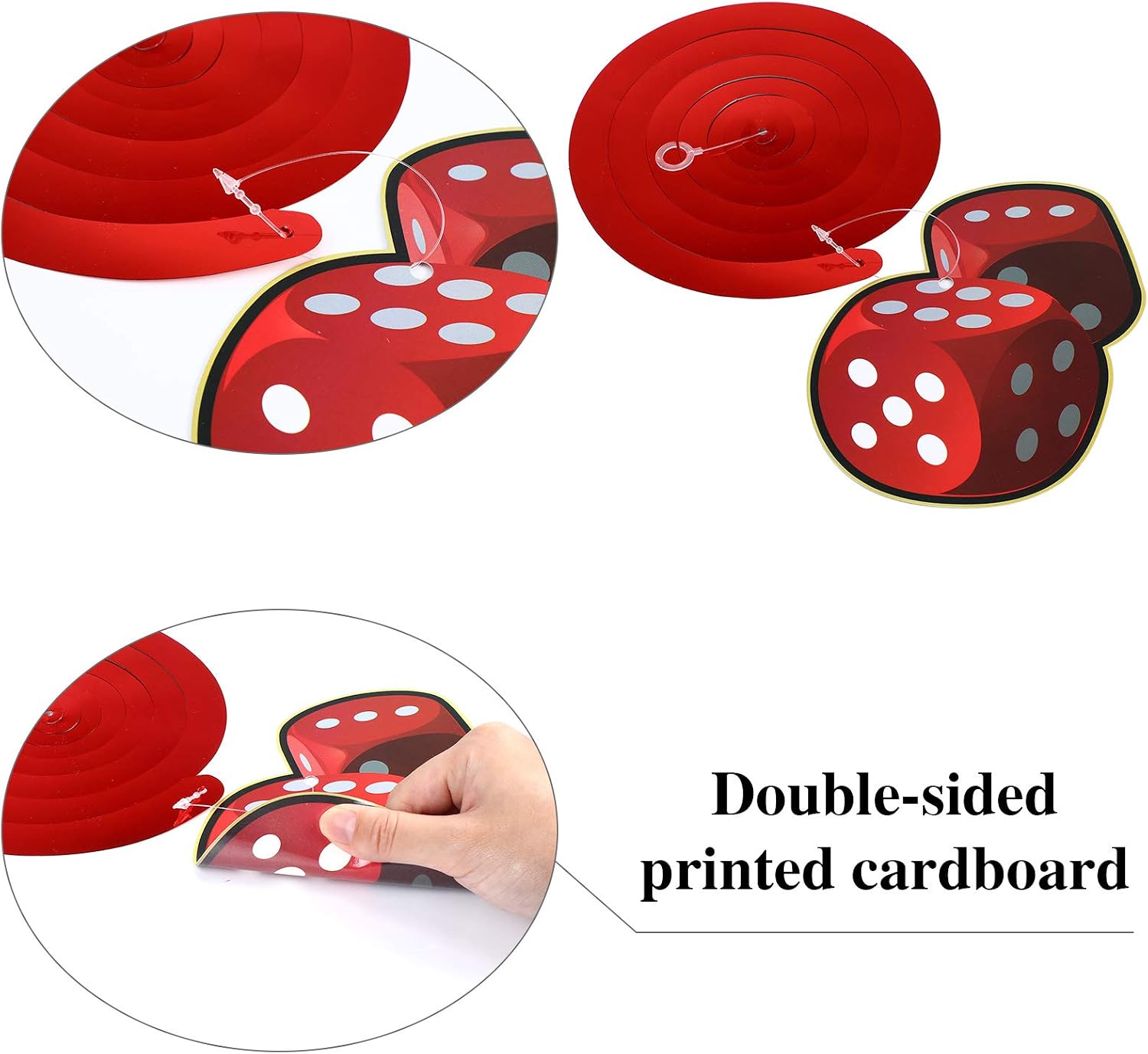 Casino Birthday Party Foil Hanging Swirls Decorations, Game Night Red Black Poker Happy Birthday Party Ceiling Hangings for Las Vegas Poker Card Casino Night Party Decoration Supplies 30TC - Image 5