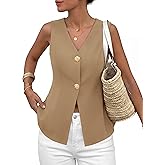PRETTYGARDEN Womens Summer Sleeveless Suit Vest Tops 2026 Dressy Button Down Business Casual Blazer Waistcoat Spring Clothes