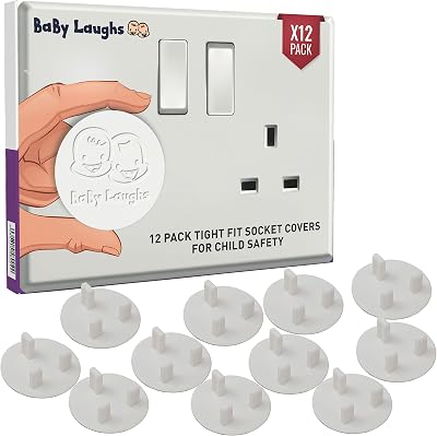 BaBy Laughs UK 12 Pack Plug Socket Covers Waterproof Child Safety