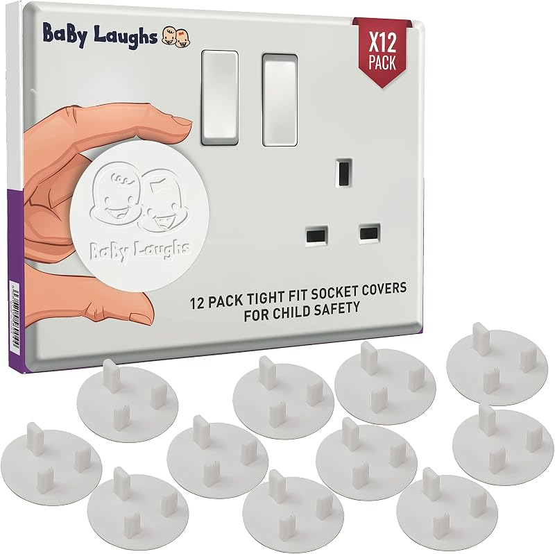 BaBy Laughs UK 12 Pack Plug Socket Covers Waterproof Child Safety