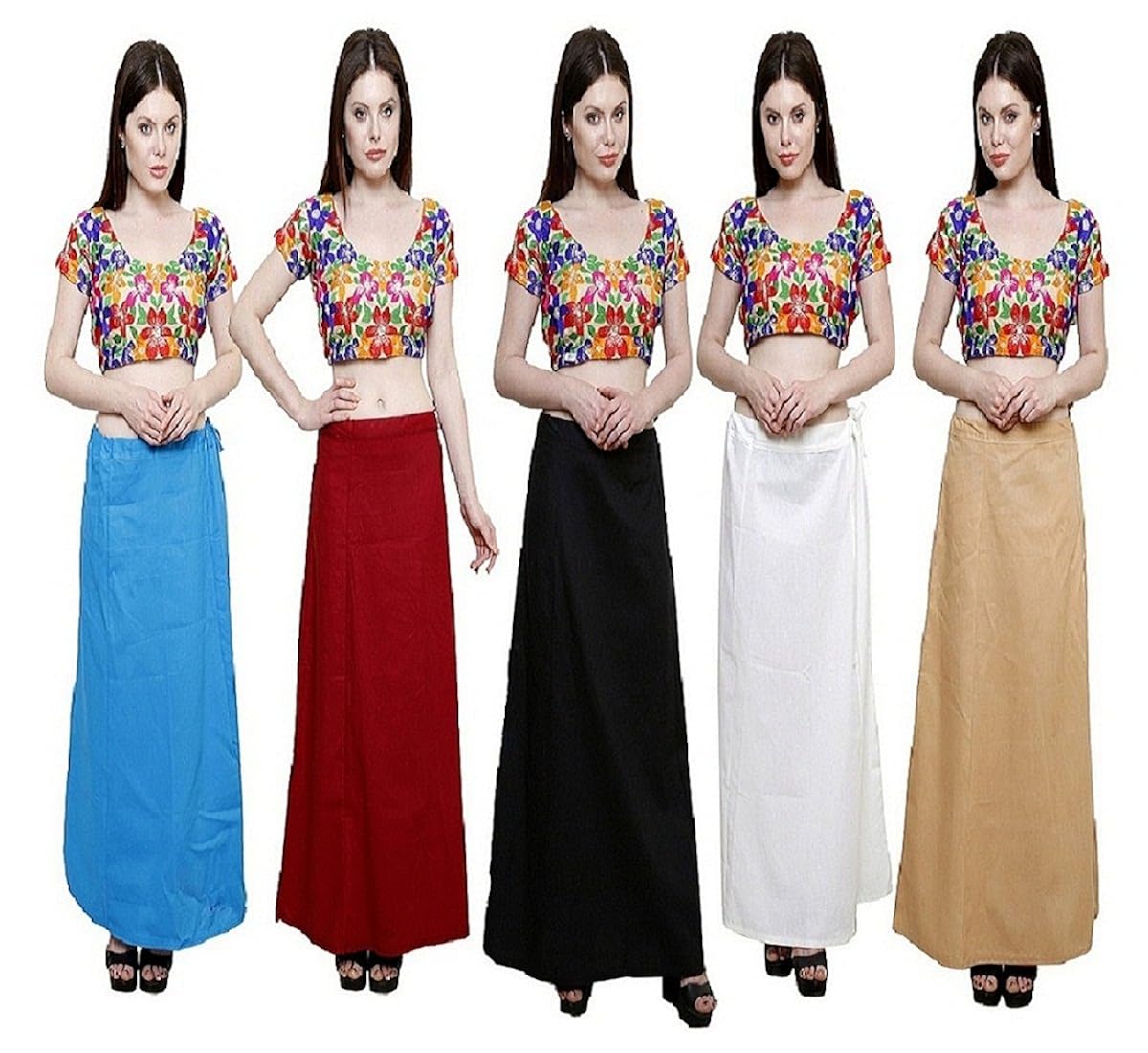 pistaa's women's cotton straight petticoat (cptctbdmrnblkowskin_multicolor_free size)