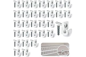 LUKDIN 30-Pack White Wire Shelf Clips with Screws and Expansion Tubes – Plastic Wall Brackets for Closet and Wire Shelving Support