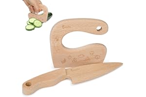 Kids Knife, Wooden Montessori Toddler Knife, Kids Junior Cooking Utensils Ages 3-6, Kids Kitchen Tool for Real Cooking, Perfe