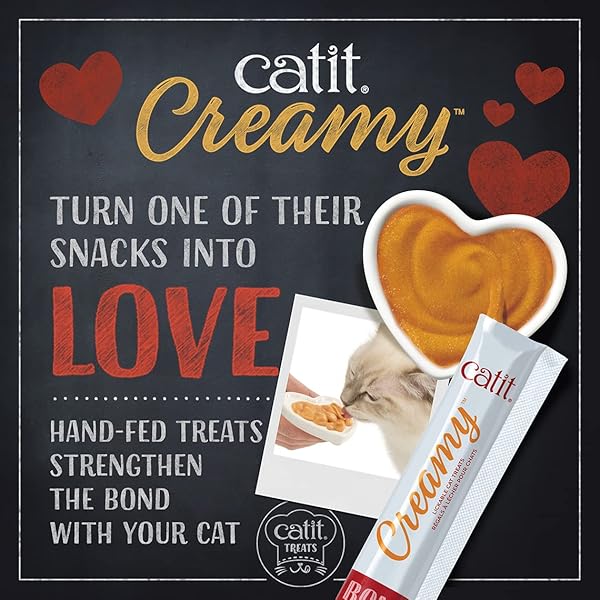 CATIT CREAMY LICKABLE CAT TREAT – HYDRATING AND HEALTHY TREAT FOR CATS OF ALL AGES – SALMON, 5-PACK