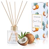 100ml Scent Diffuser with 6 Fiber Sticks, 3.5 oz Reed Diffuser Set Aromatherapy Fragrance Diffusers Air Fresheners for Home Bedroom Bathroom (Coconut)
