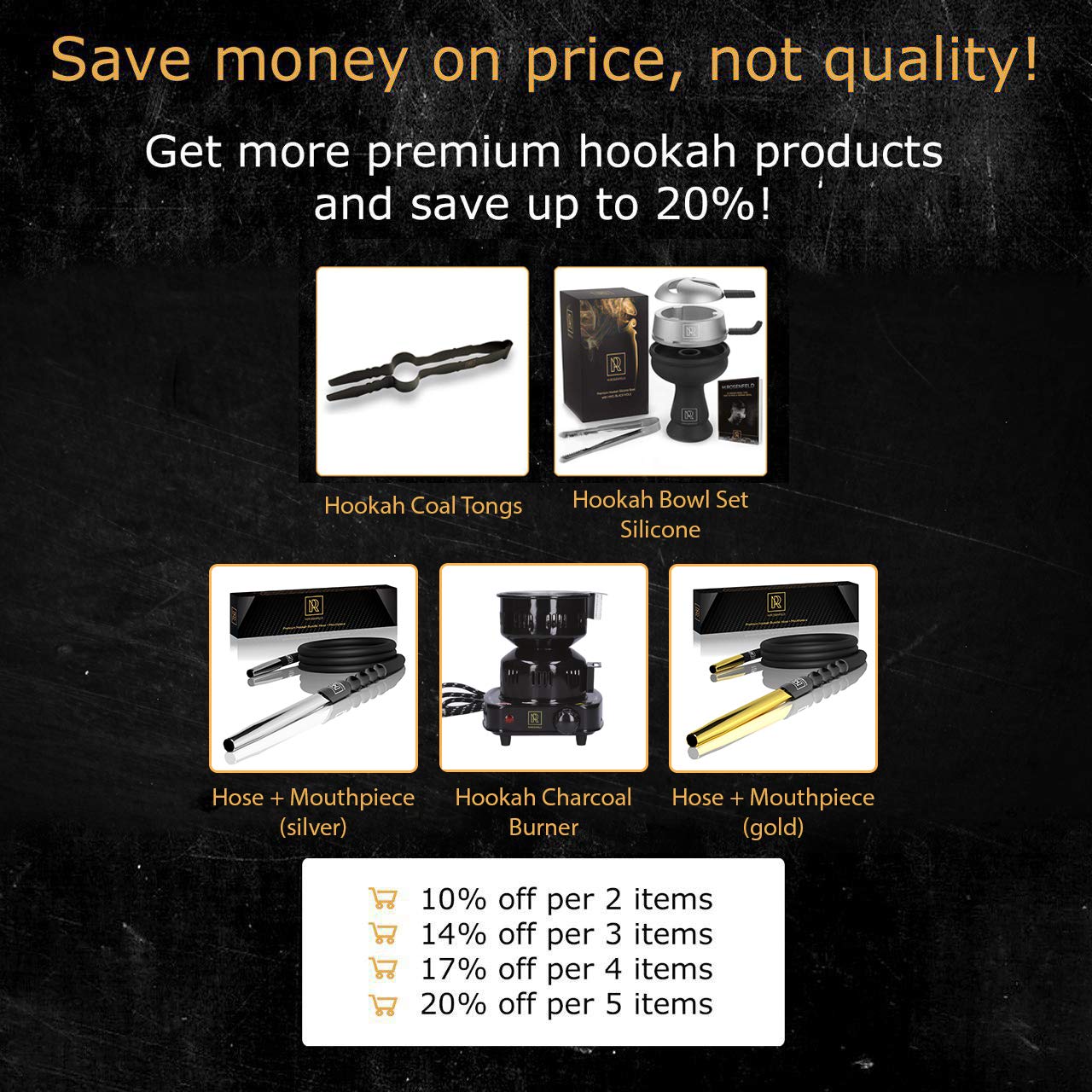 Premium Hookah Hose with Aluminum Mouthpiece - 59 inch Long Silicone Water Pipe Hose, Washable, with 15 inch Easy-Grip Handle 2-Part Mouthpiece - Modern Design, Won\'t Rust or Ghost + Free E-Book