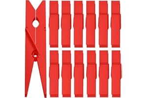 ANJUU 50pcs Craft Wood Clothespins Colored Wooden Photo Clothespins Paper Peg Pins Craft Spring Clips for Home Arts Crafts Decor, 2.75 inches (Red)